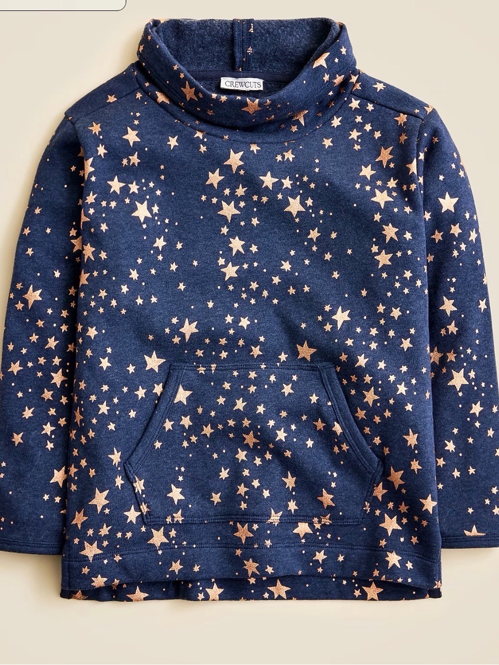 Girls' Navy Star Print Cowl Neck Sweatshirt by crewcuts - Picture 3 of 5